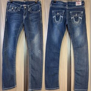 True Religion ‘Joey Super T’ Straight Leg ~ in Blue Wash w/ Crystal Buttons ~ 29